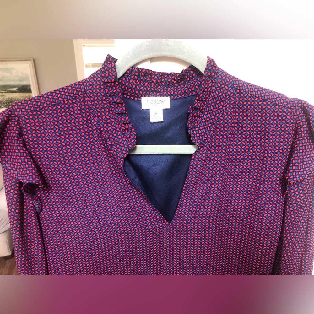 J. Crew Women’s Pink & Blue Geometric Print Shirt